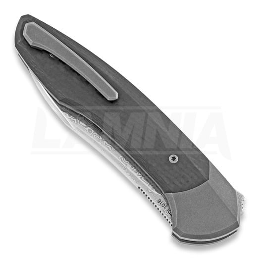 Cheburkov Russkiy Damascus foldekniv, Carbon Fibre with Bolster