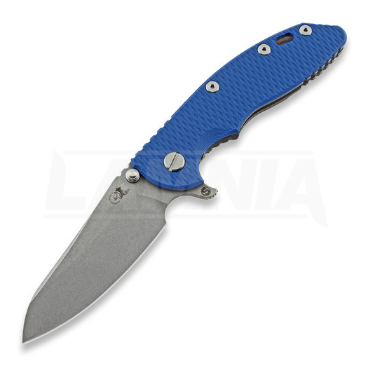 Hinderer XM-18 3.5 Skinny Sheepsfoot foldekniv, working finish, blå