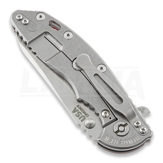 Briceag Hinderer XM-18 3.5 Skinny Sheepsfoot, stonewash, rosu