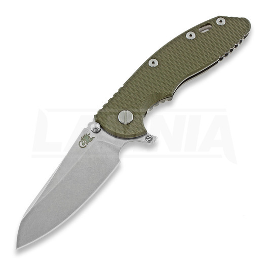 Hinderer XM-18 3.5 Skinny Sheepsfoot összecsukható kés, stonewash, zöld