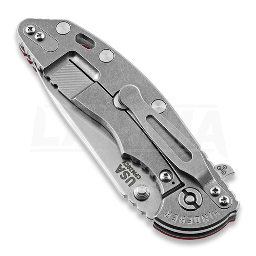 Hinderer XM-18 3.5 Slicer fällkniv, stonewash, röd