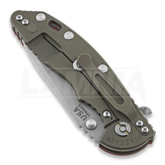 Hinderer XM-18 3.5 Tri-Way Spanto foldekniv, battle bronze, rød