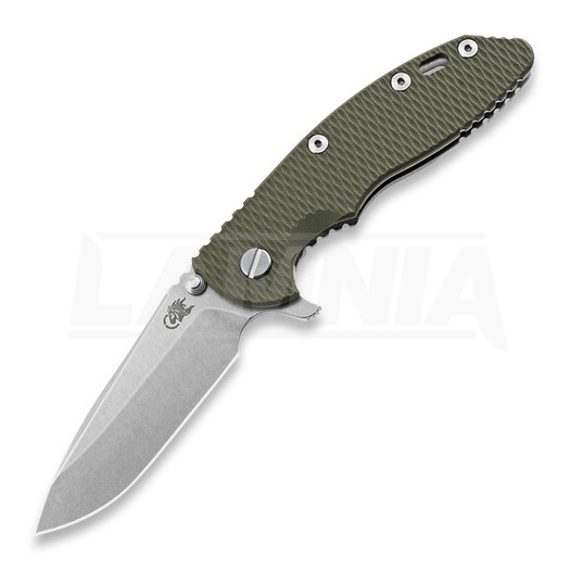 Hinderer XM-18 3.5 Tri-Way Spearpoint foldekniv, stonewash, olivengrønn