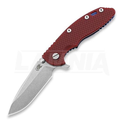 Hinderer XM-18 3.5 Tri-Way Spearpoint fällkniv, sw blue, röd