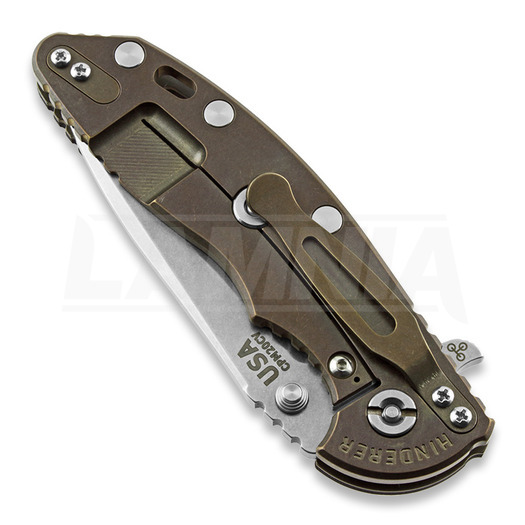 Hinderer XM-18 3.5 Tri-Way Spearpoint foldekniv, sw bronze, sort