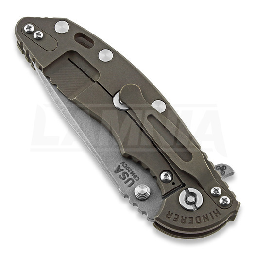 Hinderer XM-18 3.5 Tri-Way Spearpoint foldekniv, battle bronze, olivengrønn