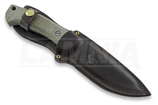 Hinderer The Ranch 3V veitsi, harpoon spanto green micarta