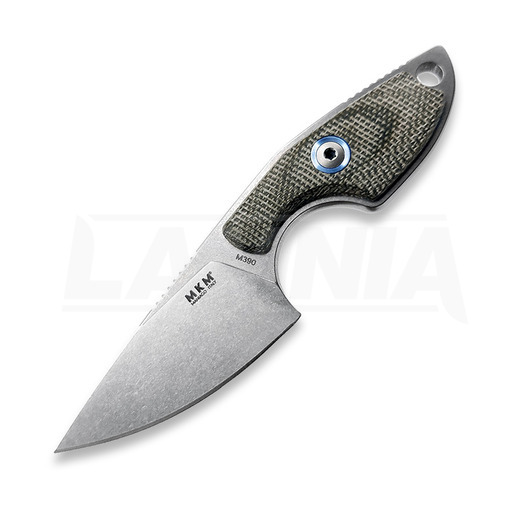 MKM Knives Mikro 1 - Stonewashed - Canvas Micarta ネックナイフ, 緑 MKMR01-GC