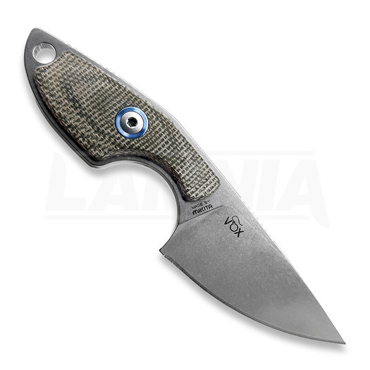 MKM Knives Mikro 1 - Stonewashed - Canvas Micarta ネックナイフ, 緑 MKMR01-GC