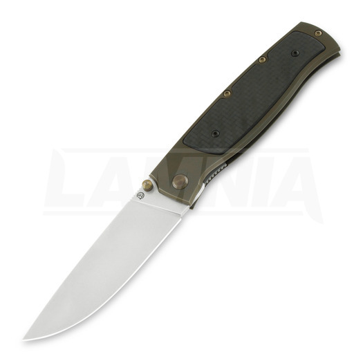 Cheburkov Strizh large M390 foldekniv, Bronzed Titanium, Black Carbon Fibre Inlay