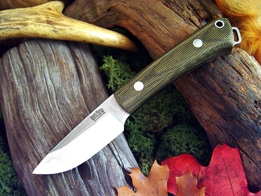 Bark River Mini-Fox River kniv, Green Canvas Micarta