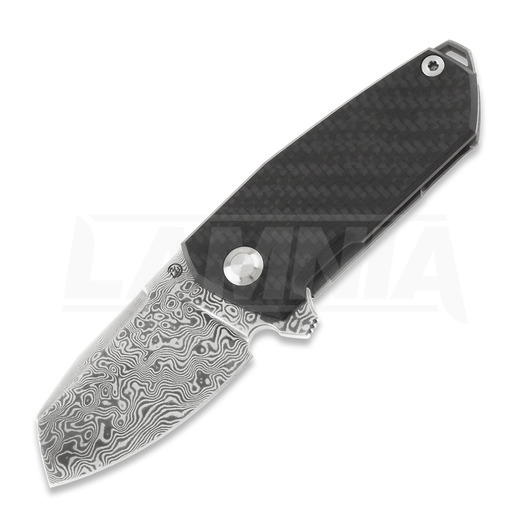 Cheburkov Bulldog Light Damascus 접이식 나이프, Carbon Fiber