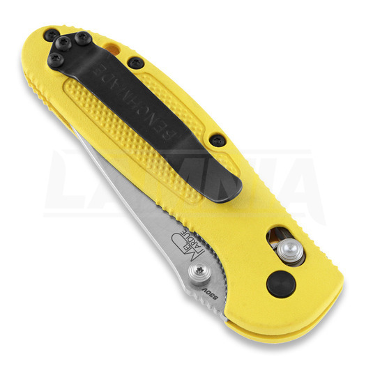 Benchmade Mini-Griptilian folding knife, stud, yellow 556-YEL-S30V