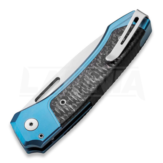 Lionsteel Twain foldekniv, Blue Ti, Solid CF TWBLCF