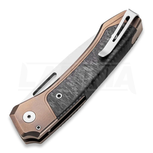 Lionsteel Twain összecsukható kés, Bronze Ti, Solid CF TWBRCF