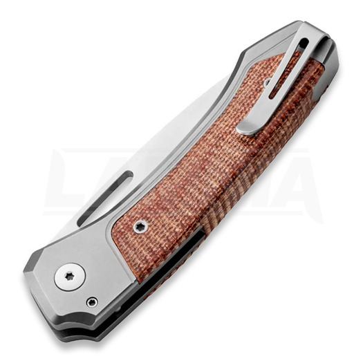 Lionsteel Twain foldekniv, Grey Ti, Natural Canvas Micarta TWGYCVN