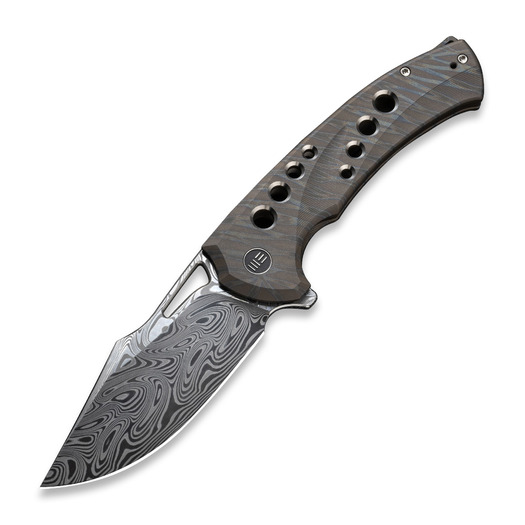 We Knife Swiftfin Damasteel, Tiger Stripe Flamed Ti WE23051-DS1