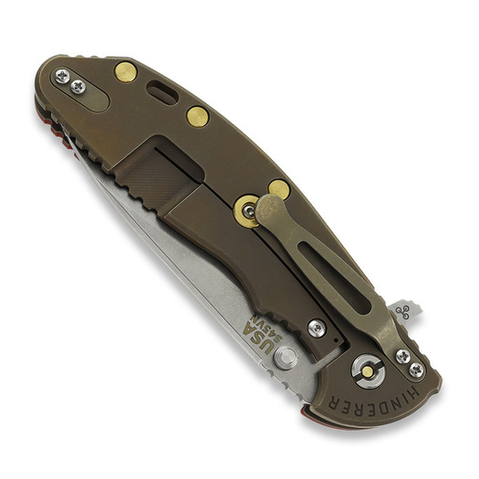 Hinderer XM-24 4.0 S45VN Slicer Hollow Tri-Way Battle Bronze foldekniv, Red G10