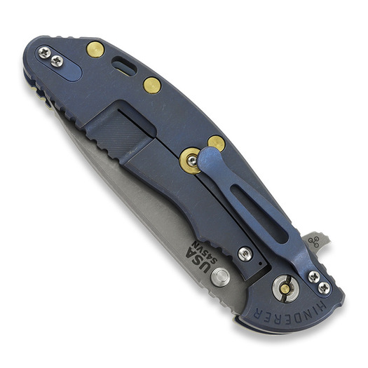 Hinderer XM-24 4.0 S45VN Slicer Hollow Tri-Way Battle Blue foldekniv, Tlc Green G10