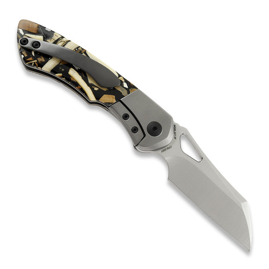 Olamic Cutlery WhipperSnapper BL Wharncliffe, Light Blast Ti, Mammoth Ivory