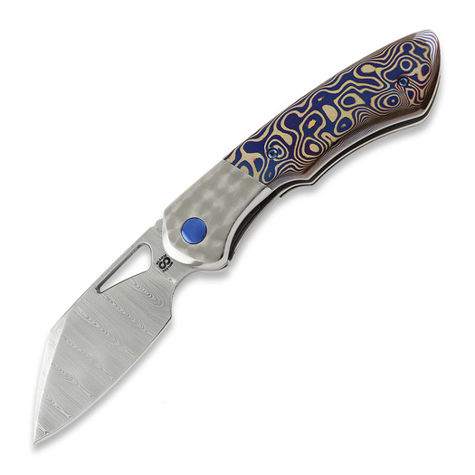 Olamic Cutlery WhipperSnapper BL Damasteel Sheepsfoot, Jeweled Ti