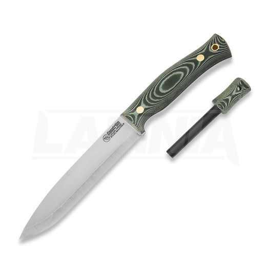 Casström No.14 SFK Green Micarta with Fire striker knife, left 13423L