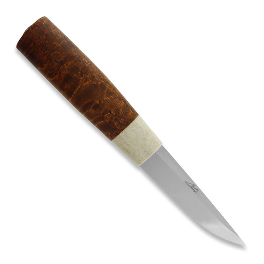 ML Custom Knives Magnacut Puukko, Curly Birch/Reindeer Antler