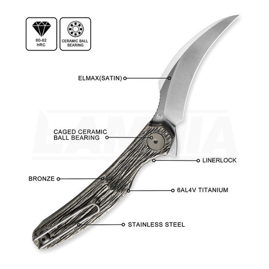 Πτυσσόμενο μαχαίρι Cavol Mantis C09 Bronze Grooved Titanium