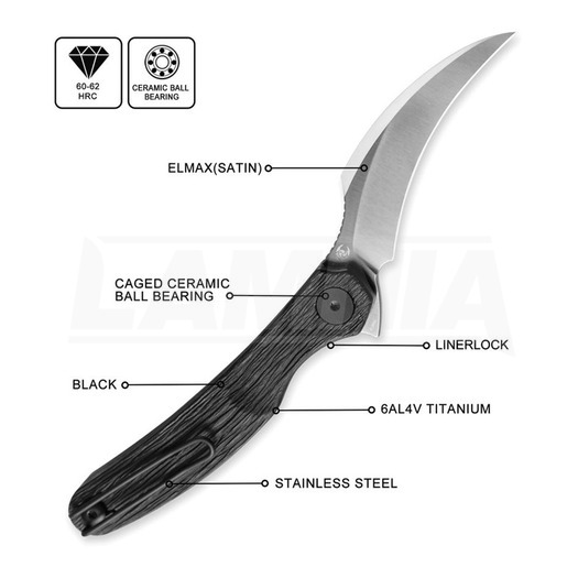 Πτυσσόμενο μαχαίρι Cavol Mantis C09 Black Grooved Titanium