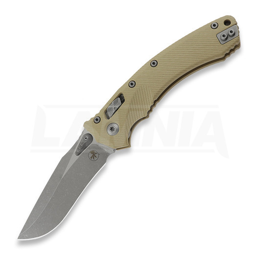 Microtech Amphibian Apocalyptic finish, Fluted G10 Tan 137RL-10APFLGTTA