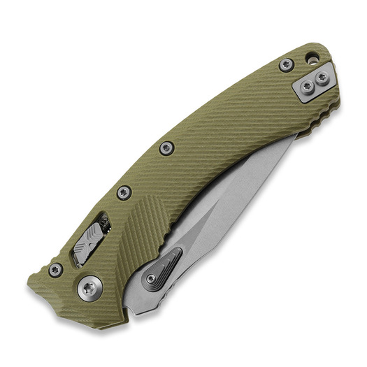 Microtech Amphibian Stonewash Partial Serrated, Fluted G10 OD Green 137RL-11FLGTOD