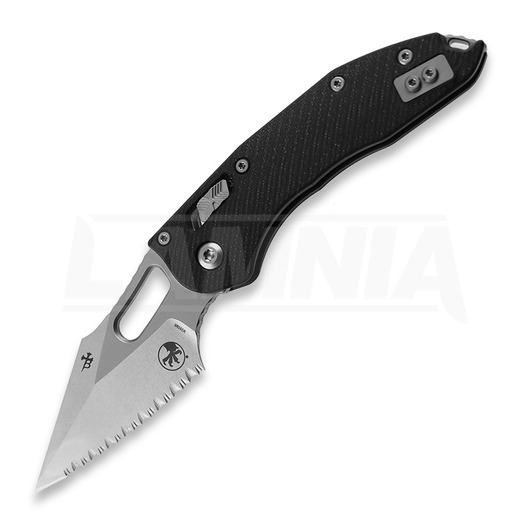 Microtech Stitch Stonewashed Full Serrated, Fluted G10 Black 169RL-12FLGTBK