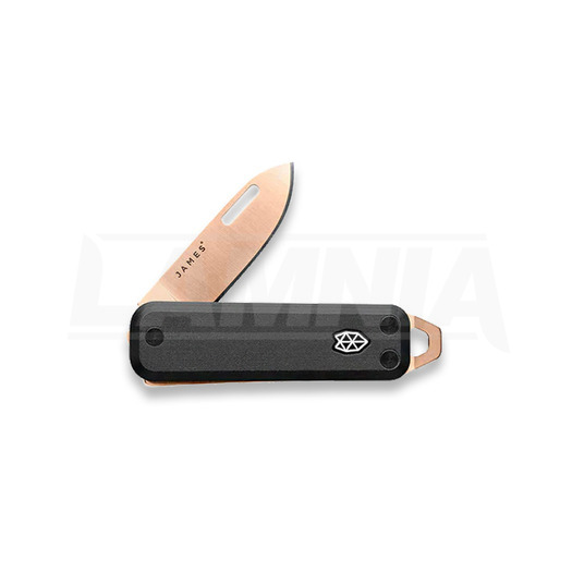 The James Brand The Elko - Black / Rose Gold / Aluminum / Straight foldekniv