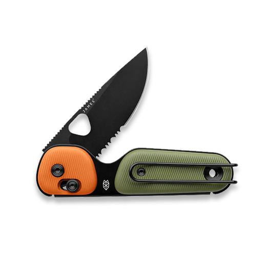 The James Brand The Redstone - OD Green / Orange / Black / PP / Serrated összecsukható kés