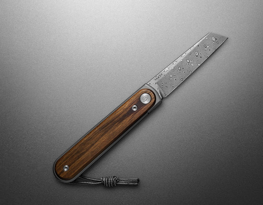 The James Brand The Duval - Rosewood / Damascus / Titanium / Straight kääntöveitsi