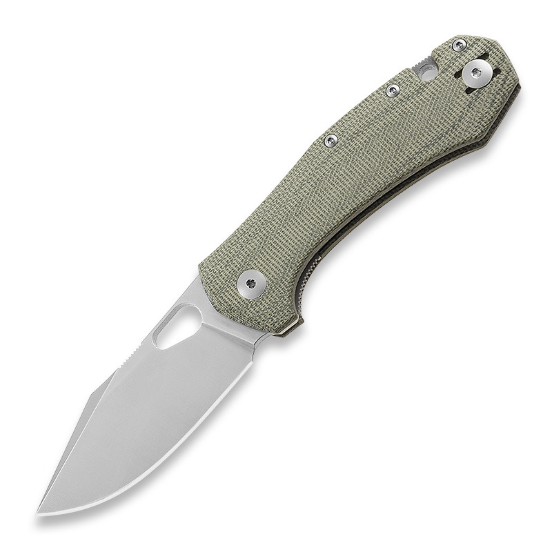 GiantMouse ACE Atelier folding knife, green canvas micarta | Lamnia